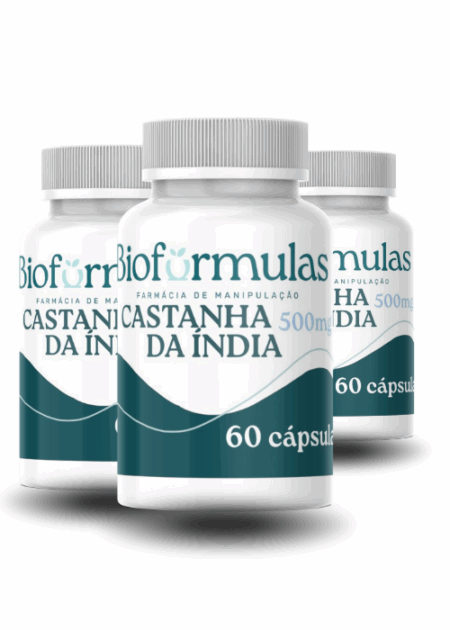 3 frascos de Castanha da Índia 500mg 60 Cápsulas