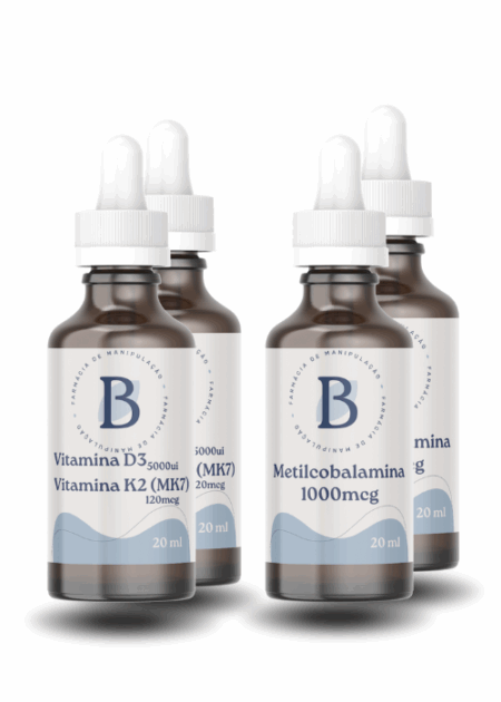 2 Kit Vitaminas Essenciais Metilcobalamina (B12)+D3+K2 MK7