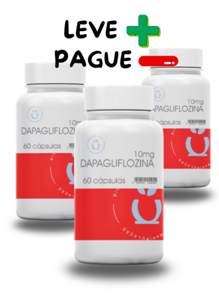 3 frascos Dapagliflozina 10mg 60 cápsulas