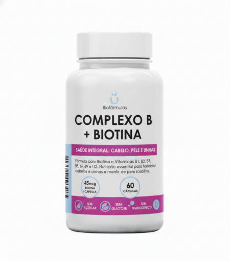 Biotina 45mcg + Complexo B Completo | Suplemento Para Cabelo, Pele e Unhas | 60 Cápsulas