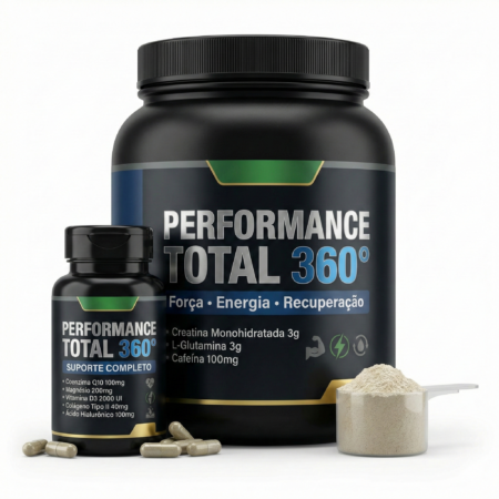 Kit Performance Total 360° Creatina + Glutamina + Energia + Articulações | CoQ10 + Magnésio + Vitamina D + Colágeno Tipo 2
